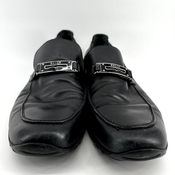 Bally Roquat Logo Plaque Loafers Slip On Almond Toe Classic Leather Black US 12 main image 7